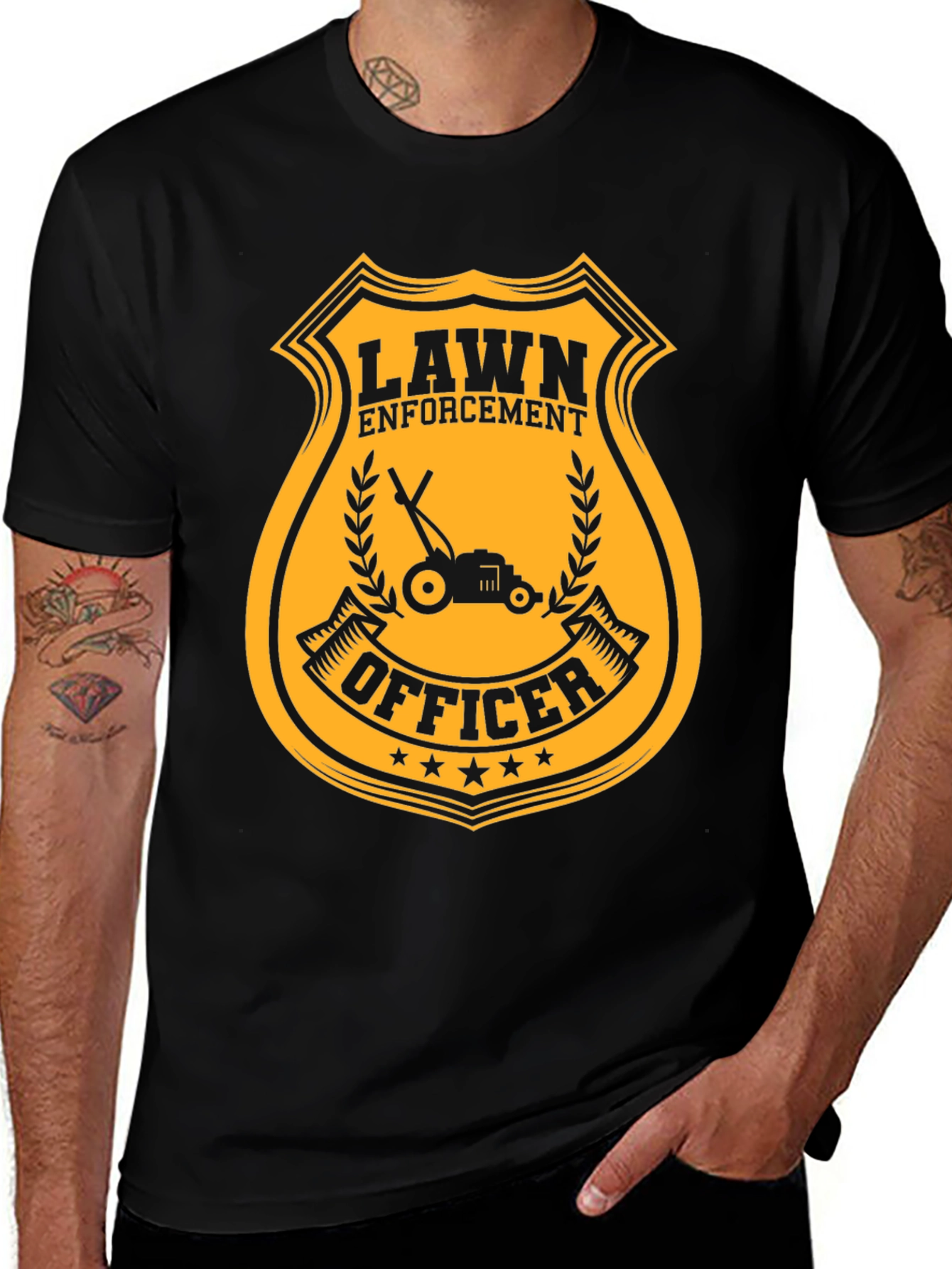 Variant 11 of Lawn Enforcement Officer Black T-Shirt
