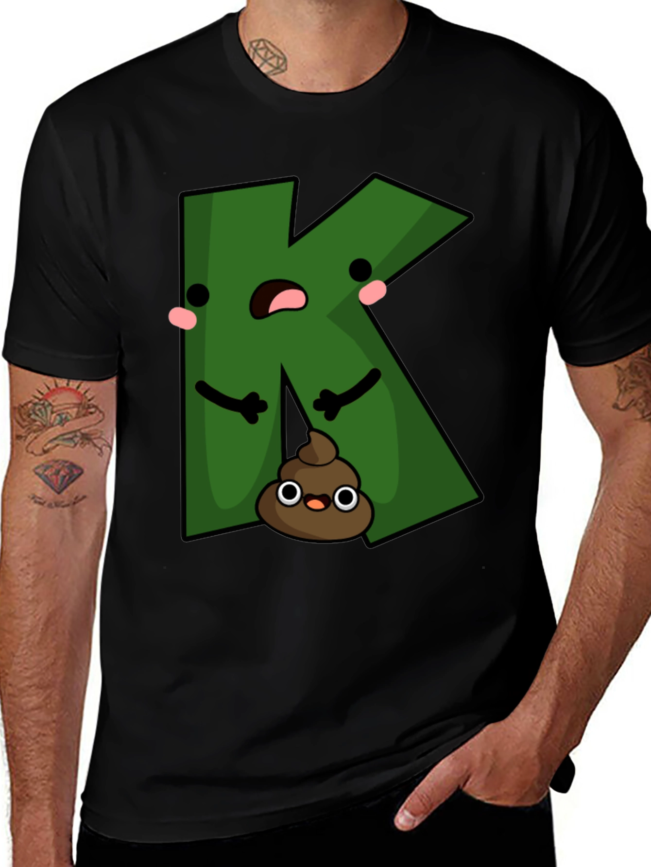 Funny K Poop Emoji Black T-Shirt