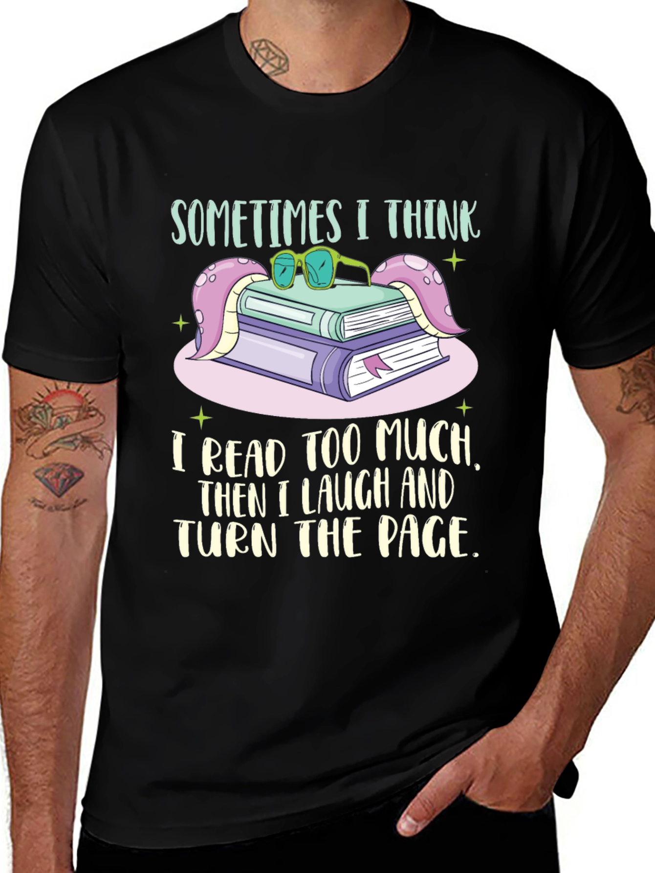 Variant 27 of Funny Book Lover T-Shirt - Read Too Much, Turn The Page