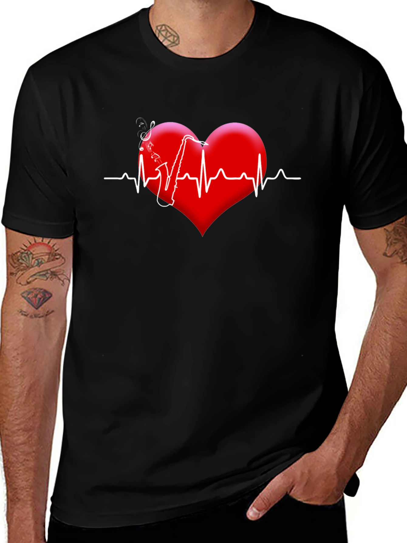 Variant 25 of Saxophone Heartbeat Graphic Tee