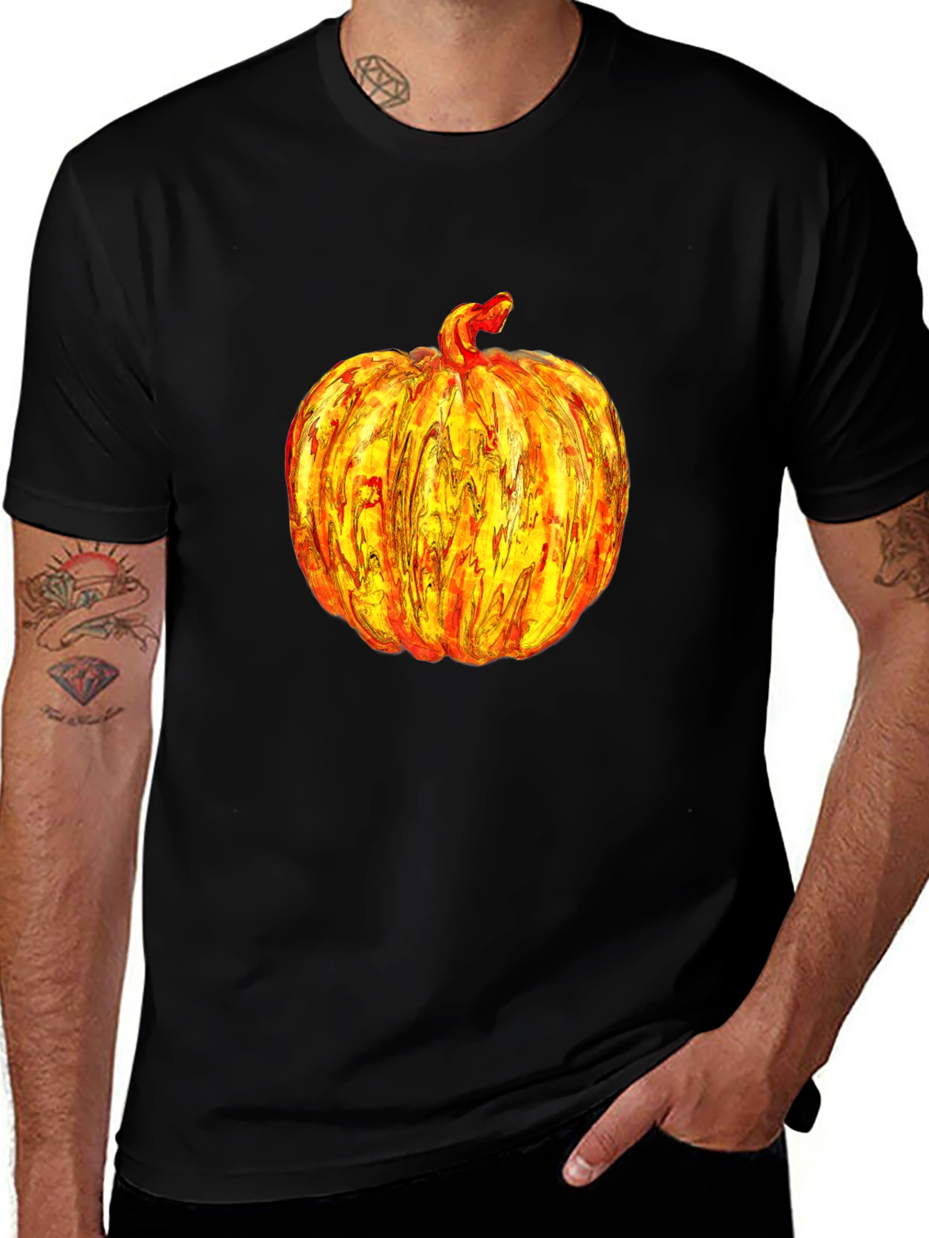 Variant 9 of Pumpkin Graphic Print Tee Shirt