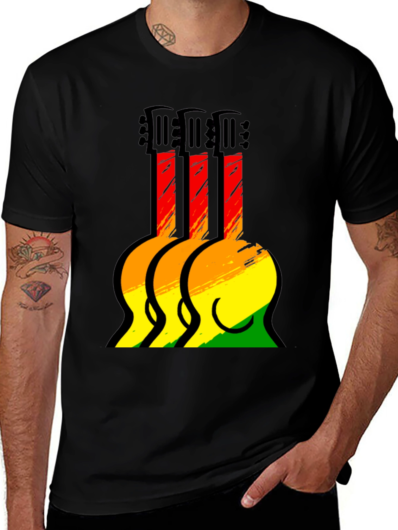 Variant 4 of Rasta Guitar T-Shirt - Reggae Music Tee