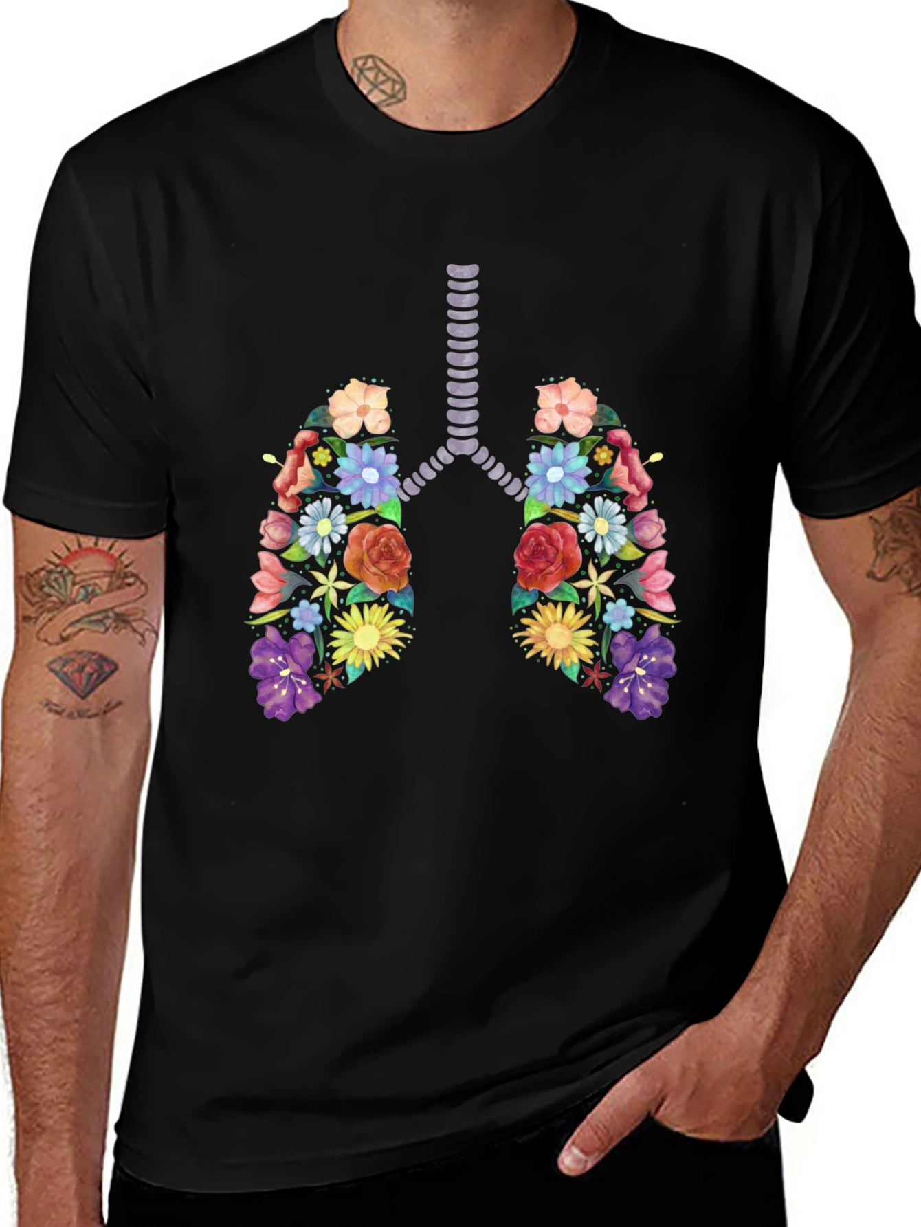 Variant 20 of Floral Lungs Graphic T-Shirt - Unisex Soft Cotton Tee
