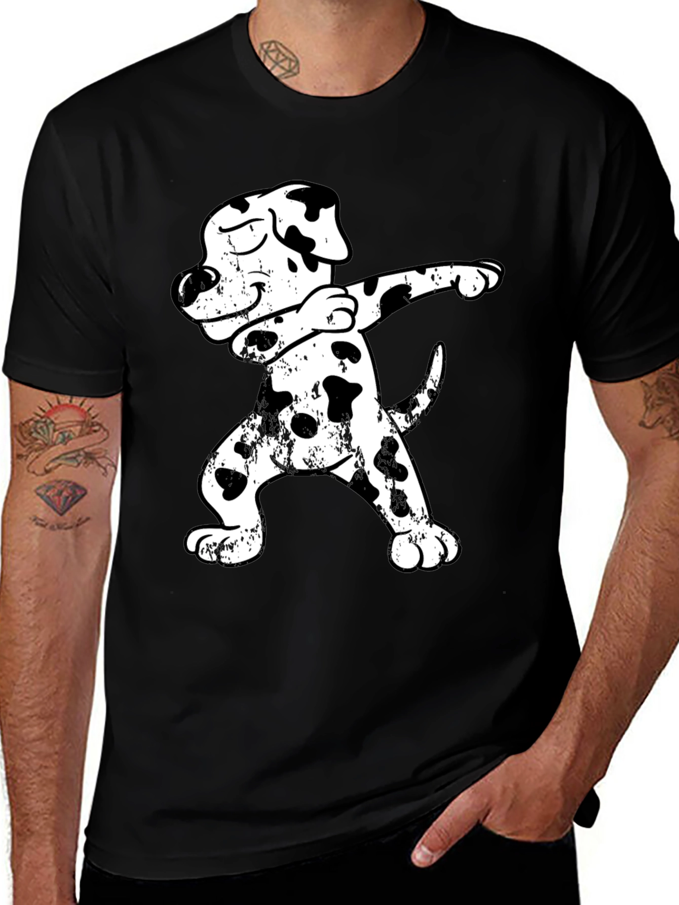 Black Dabbing Dalmatian T-Shirt - Funny Dog Tee main image