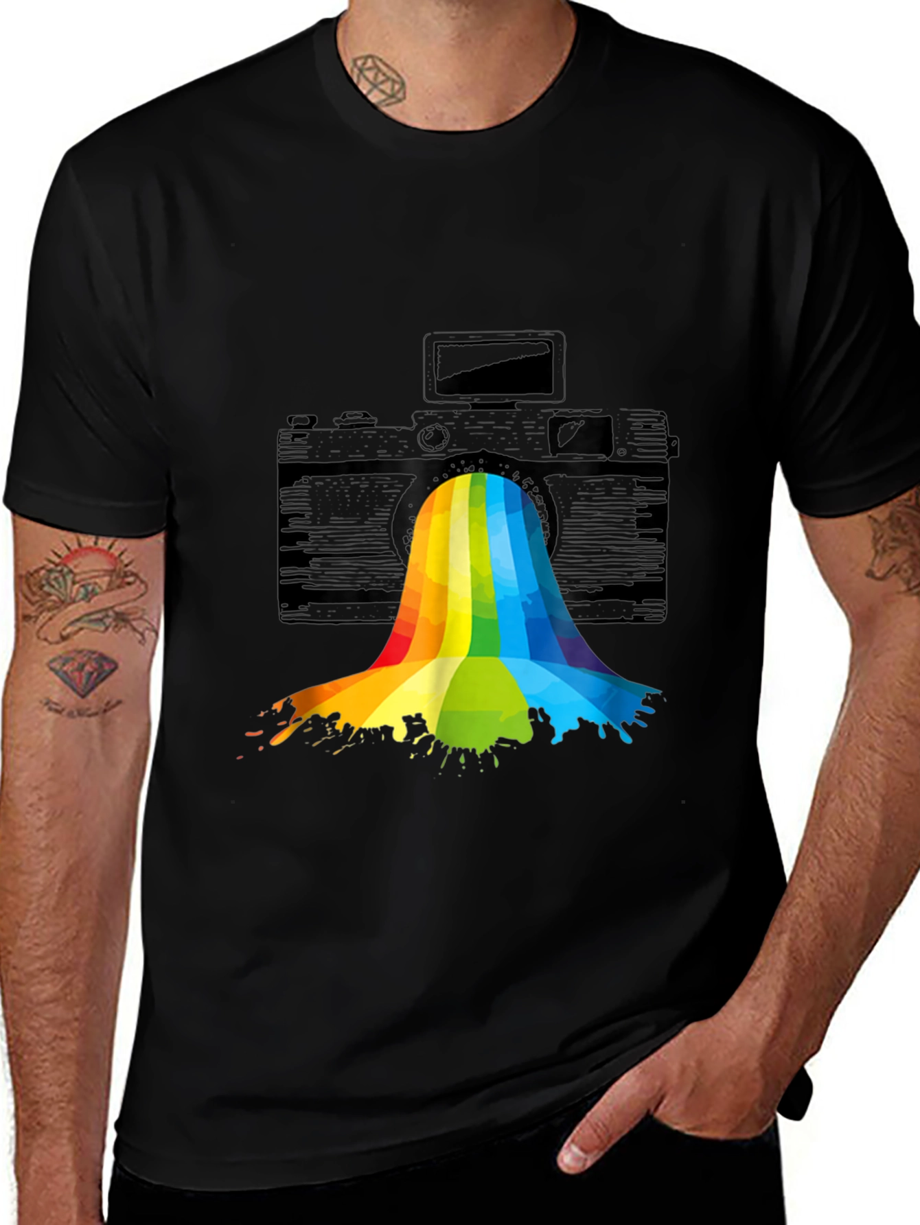 Variant 26 of Rainbow Camera Graphic Tee - Artistic Photography Shirt