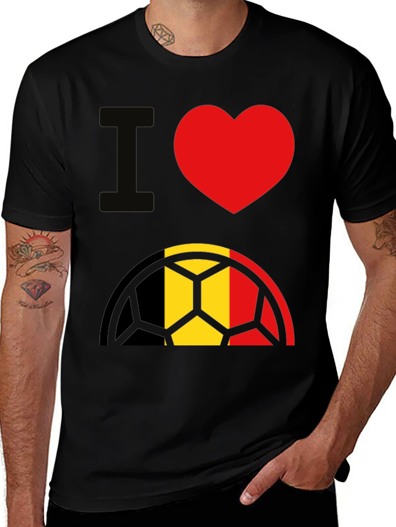 Variant 27 of I Love Soccer Belgium Flag T-Shirt