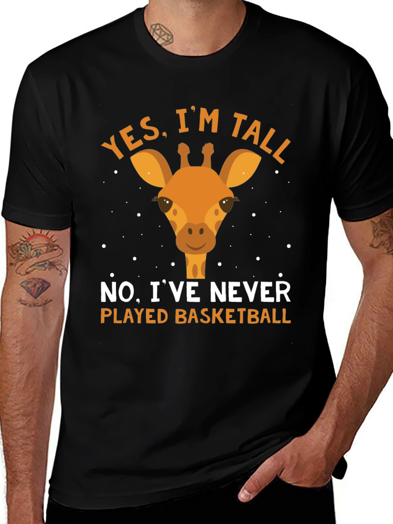 Variant 24 of Funny Giraffe T-Shirt - Yes I'm Tall No Basketball