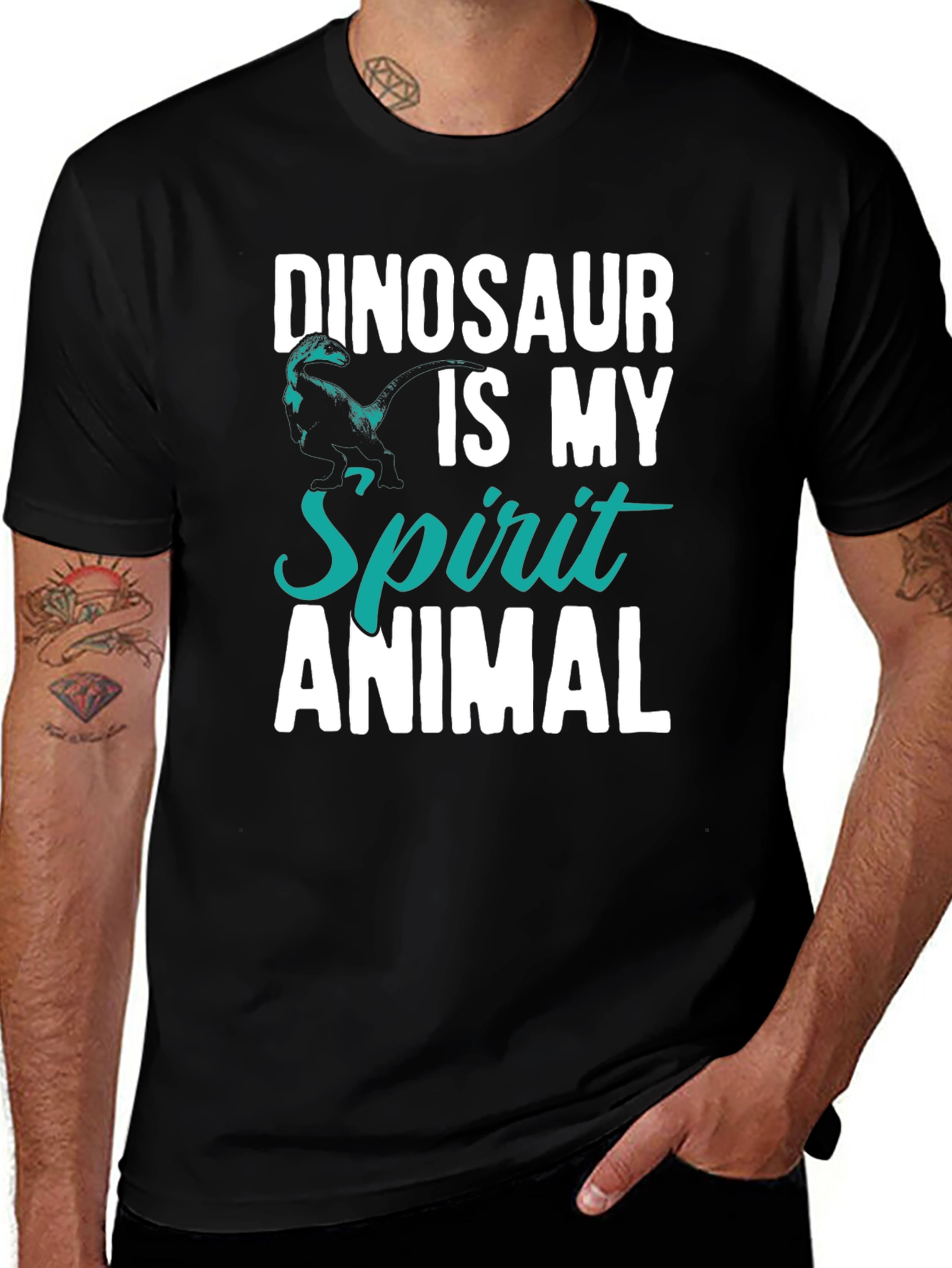 Variant 5 of Dinosaur Spirit Animal Graphic Tee - Black