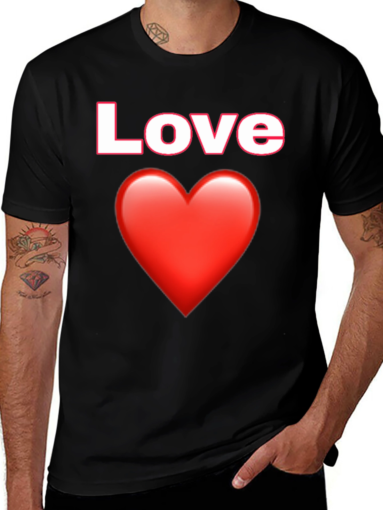 Variant 22 of Love Heart Graphic Tee - Black Cotton T-Shirt