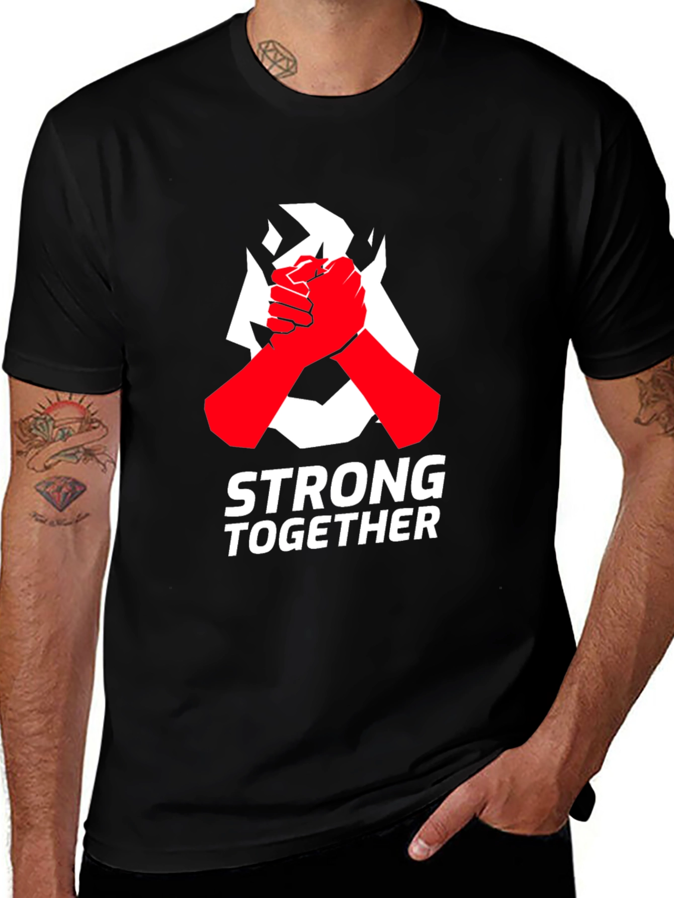 Variant 5 of Strong Together Graphic Tee - Black Cotton Blend