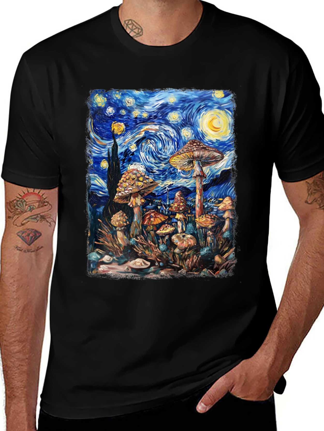Variant 3 of Starry Night Mushroom Tee