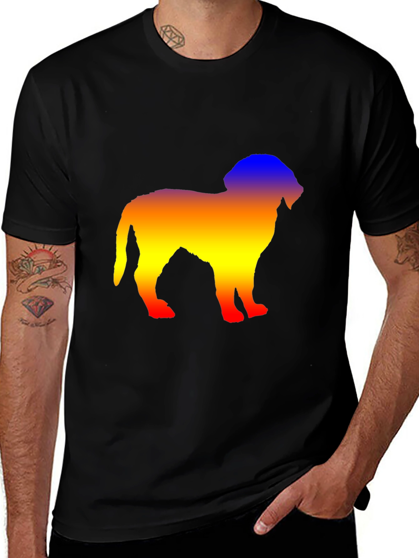 Variant 2 of Dog Gradient Graphic Black T-Shirt