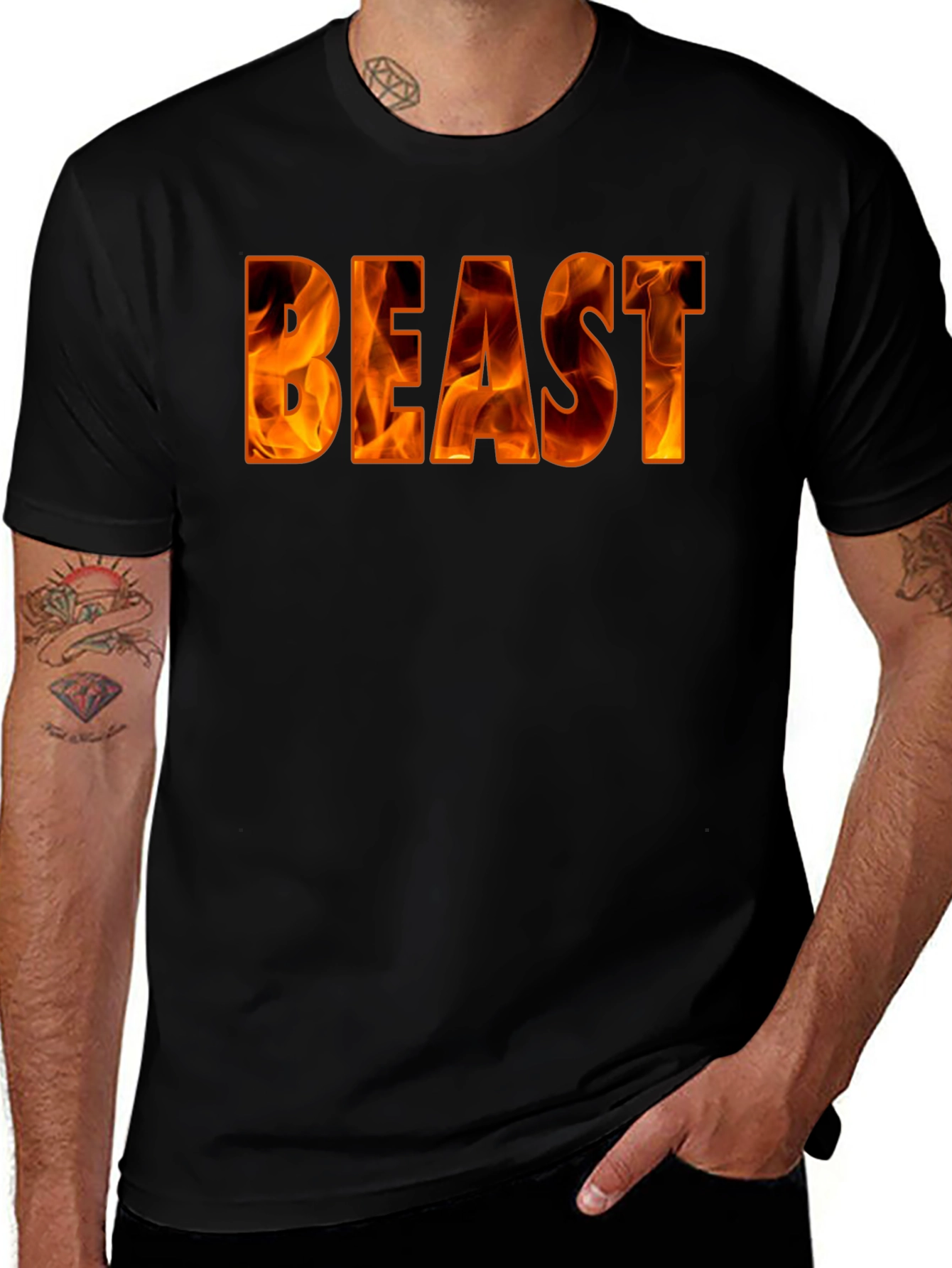 Variant 7 of Fiery Beast Graphic Tee - Bold Black Shirt