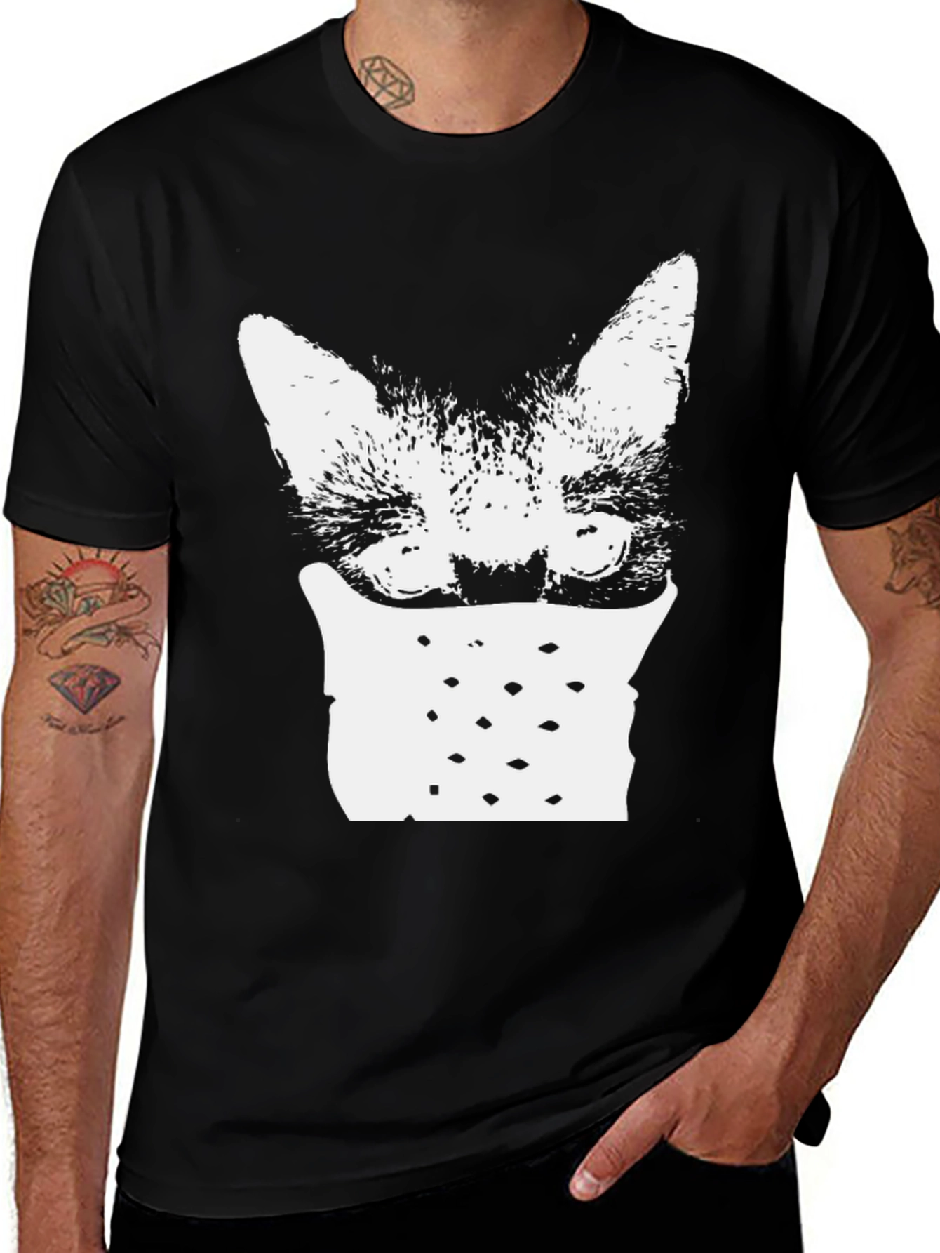 Variant 9 of Cat Mask Graphic Tee - Black