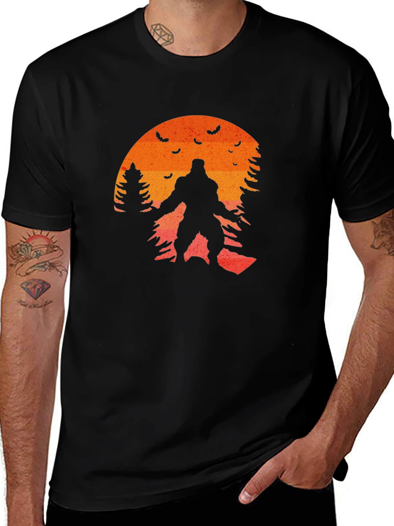 Halloween Bigfoot Moon T-Shirt