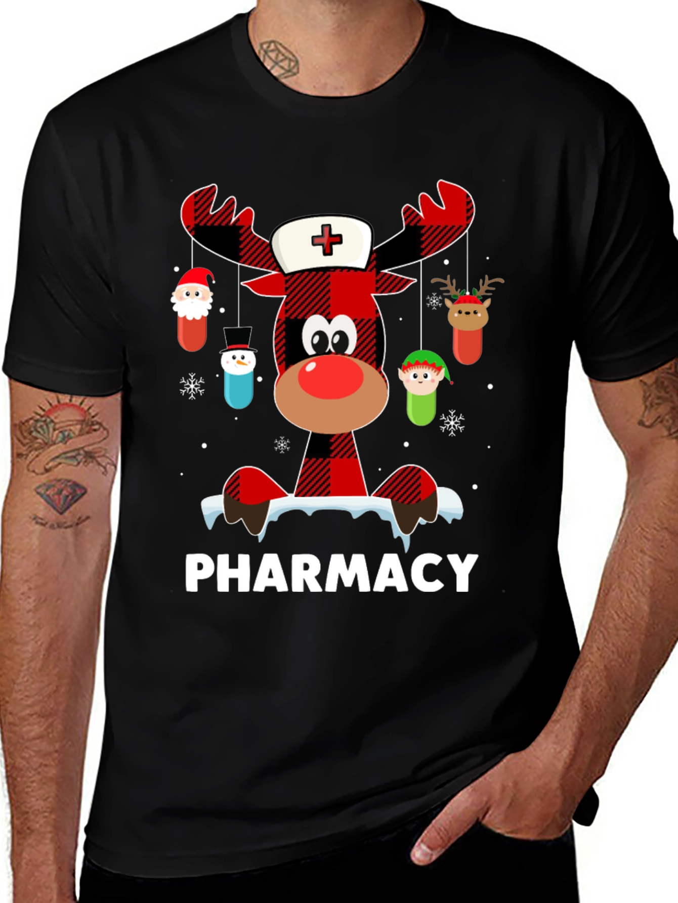 Pharmacy Christmas Reindeer T-Shirt