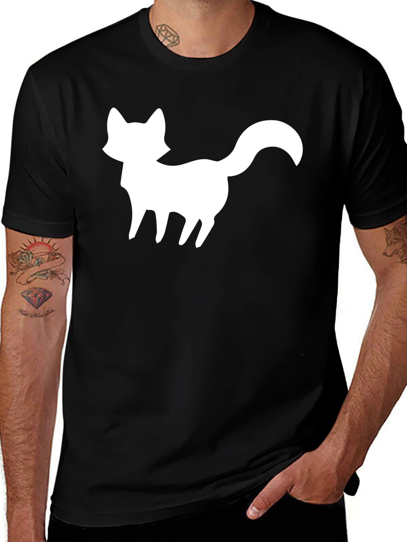 Variant 20 of Fox Silhouette Graphic Tee - Black Cotton Blend