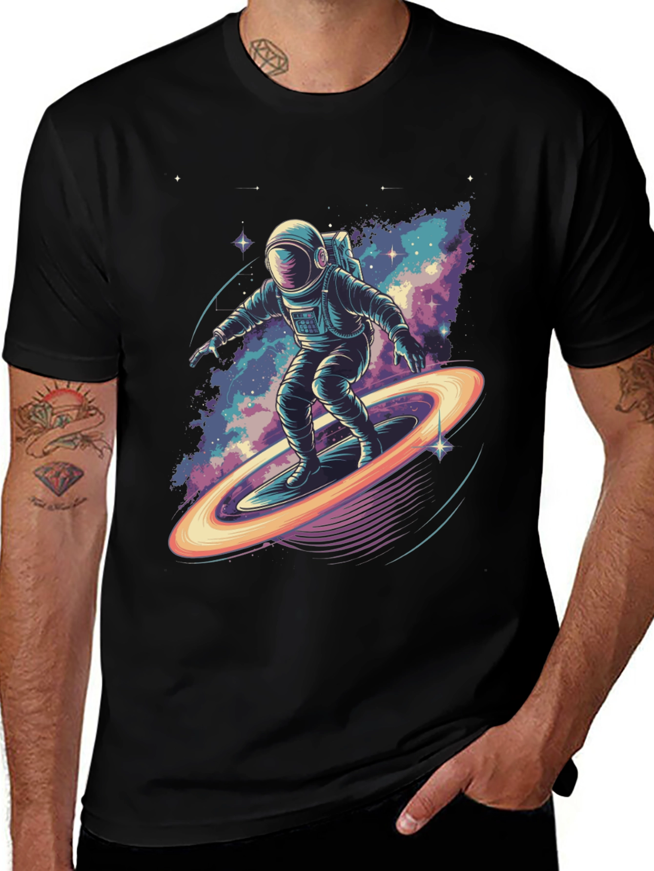 Variant 23 of Astronaut Surfing T-Shirt - Space Galaxy Design
