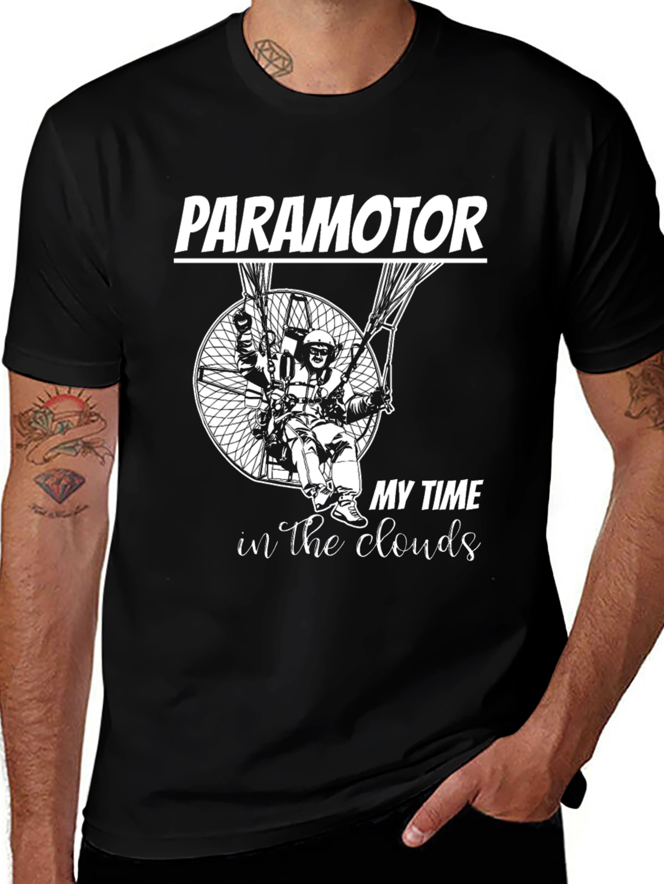 Variant 15 of Paramotor in the Clouds Black Graphic T-Shirt