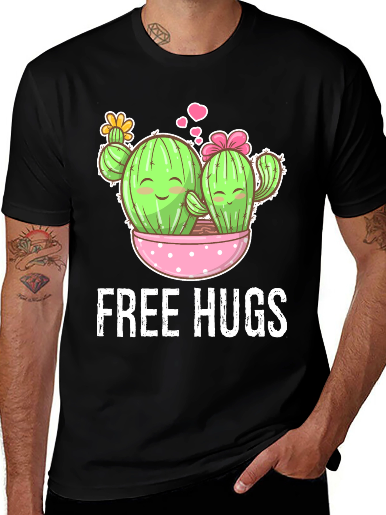 Variant 19 of Cute Cactus Free Hugs Graphic T-Shirt