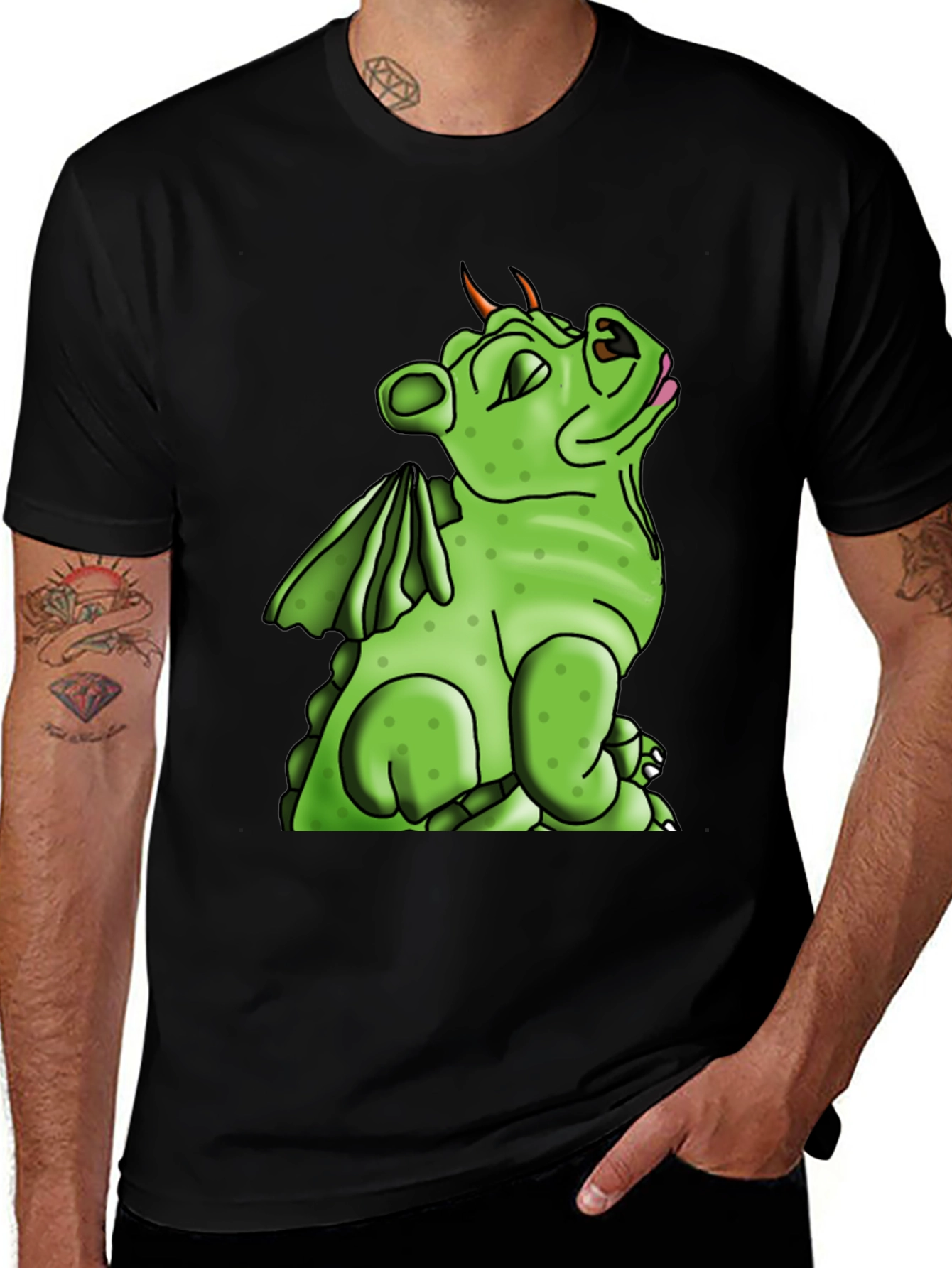 Variant 10 of Green Dragon Graphic T-Shirt - Fantasy Creature Tee
