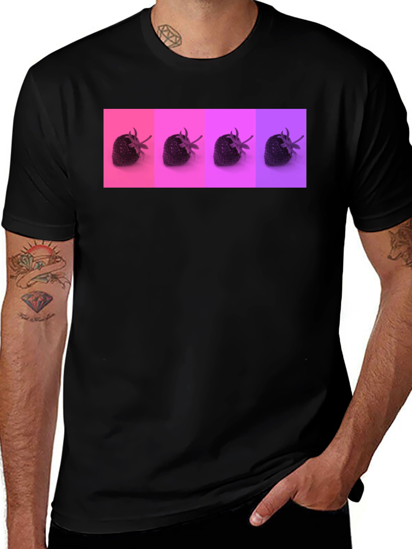 Variant 20 of Strawberry Pop Art Black Tee