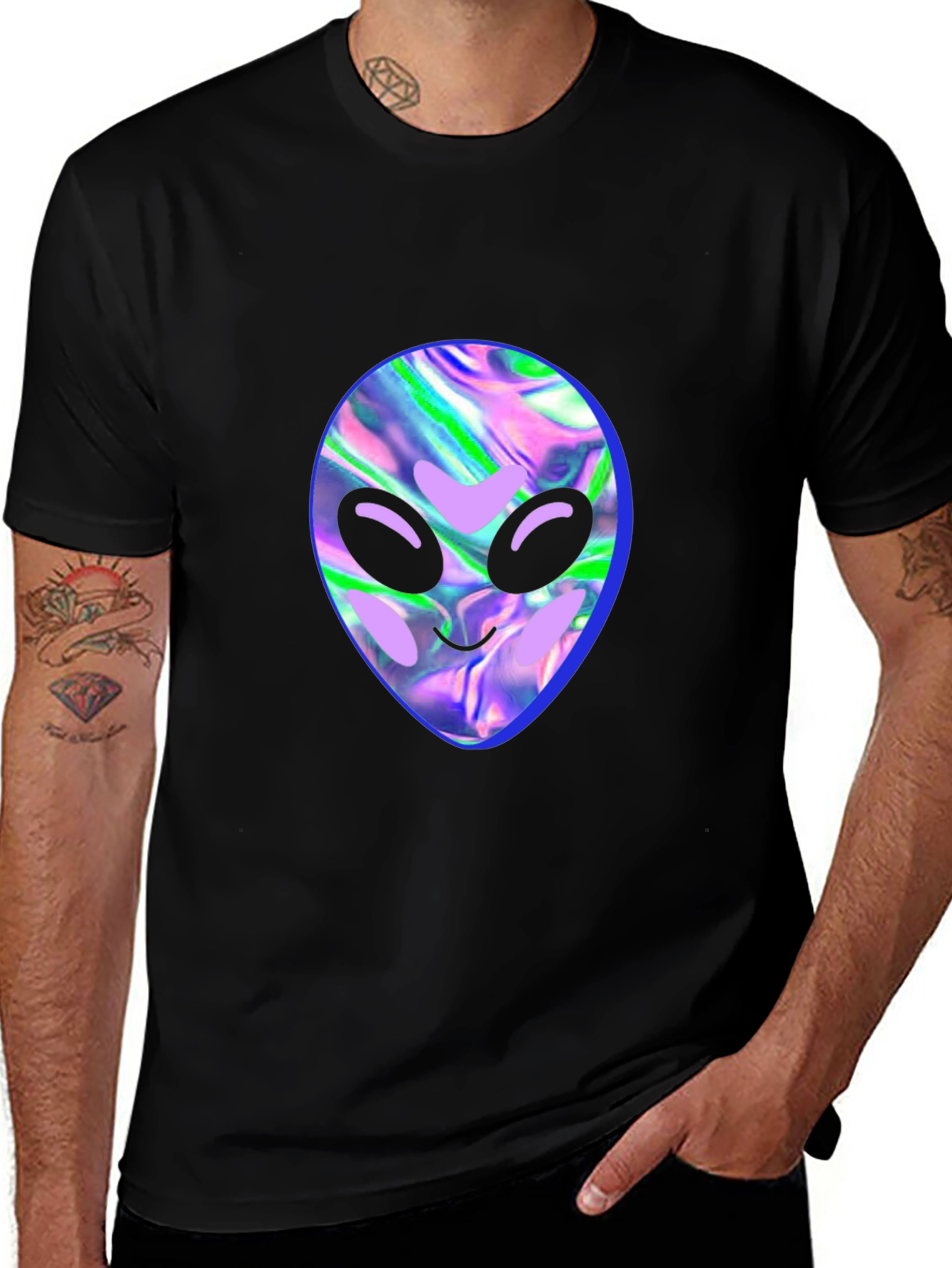 Variant 12 of Alien Head Graphic Tee - Black T-Shirt
