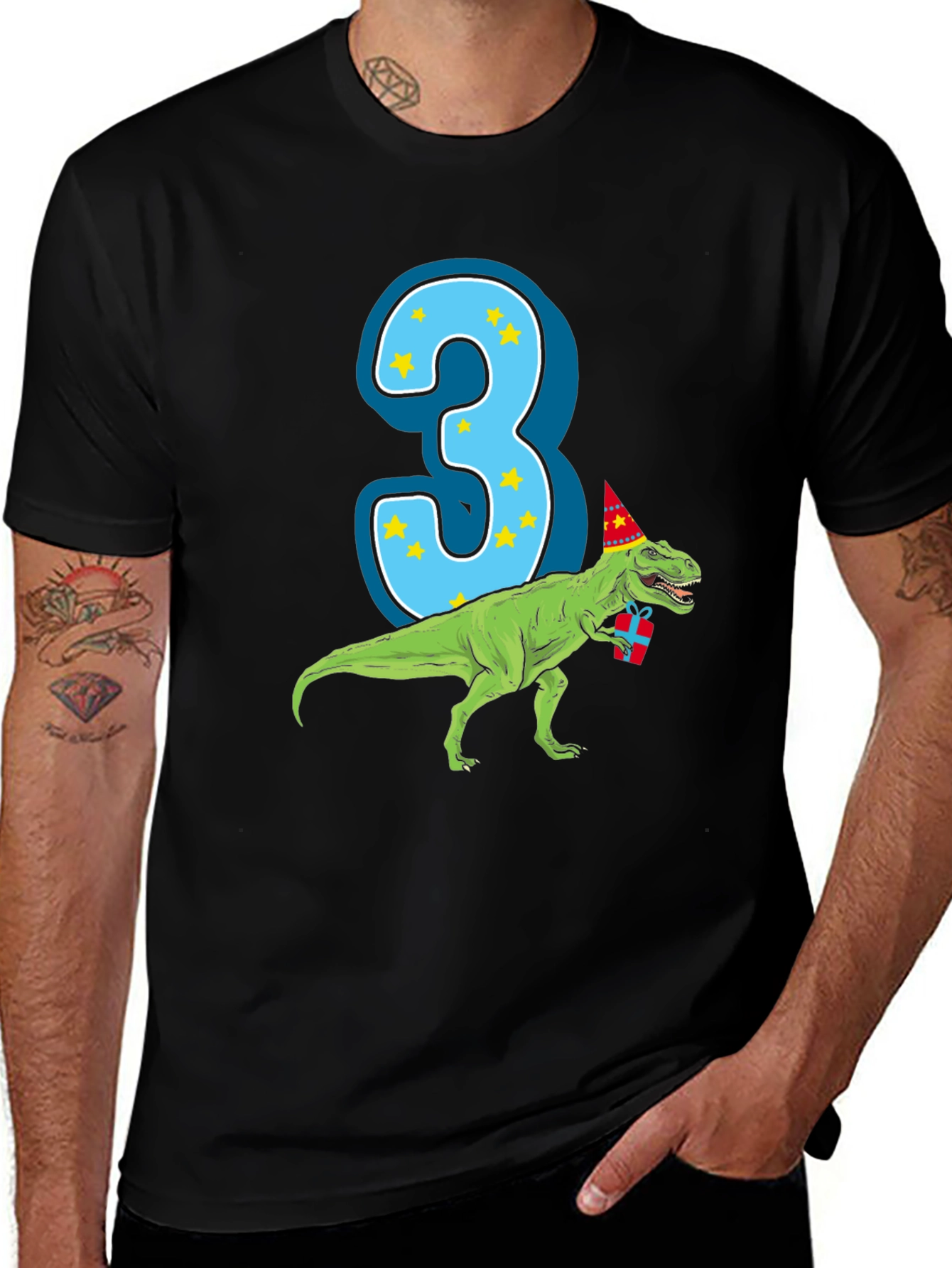 Dino Birthday Boy T-Shirt - Number 3 Dinosaur Tee