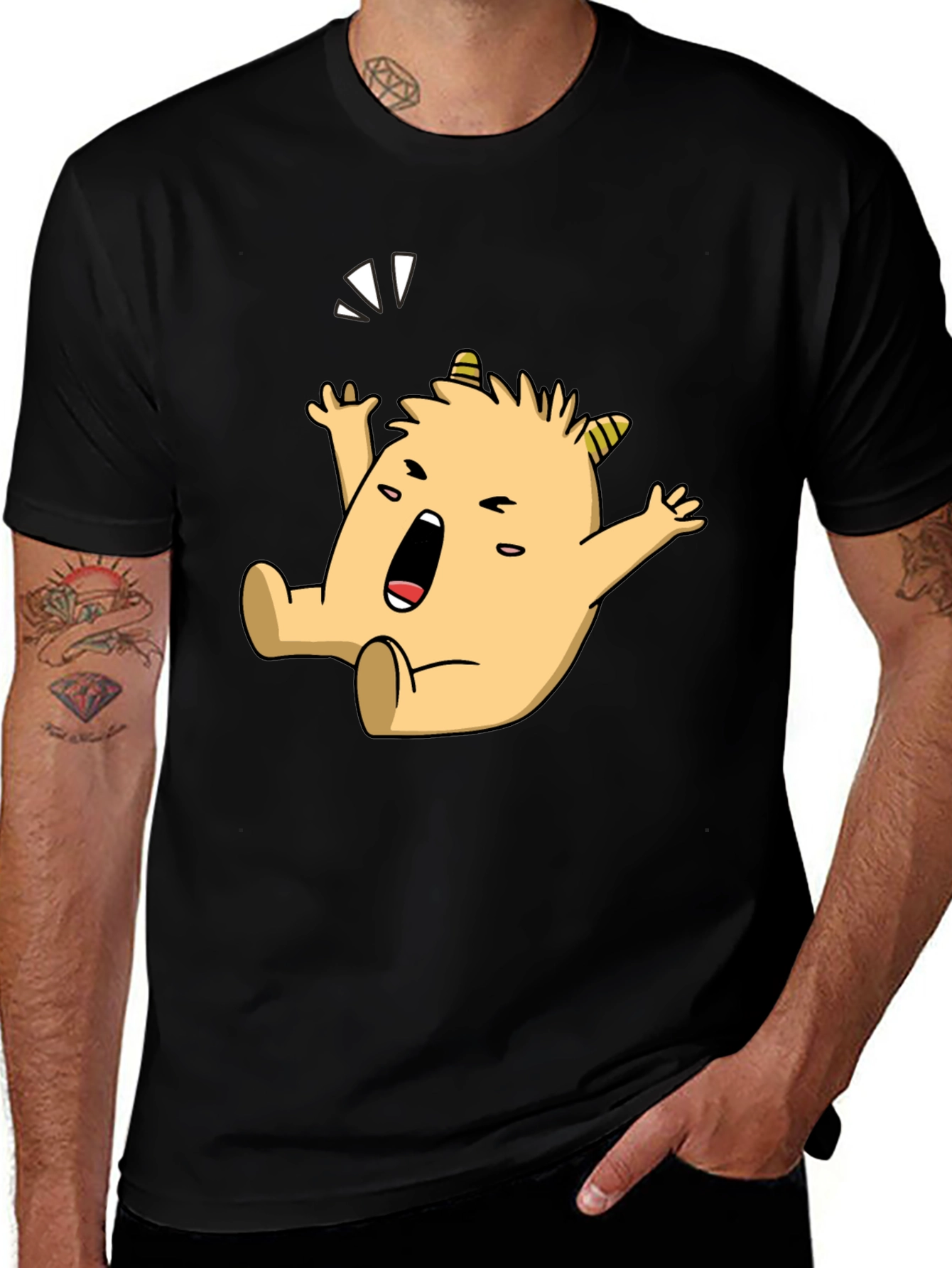 Black Monster Cartoon Graphic Black T-Shirt main image