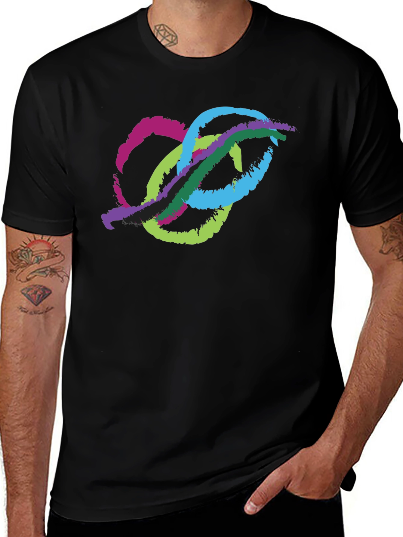 Variant 11 of Abstract Brushstroke Graphic Black T-Shirt