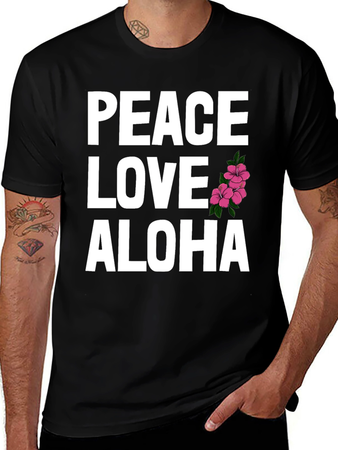 Variant 3 of Peace Love Aloha Graphic Tee - Tropical Vibes