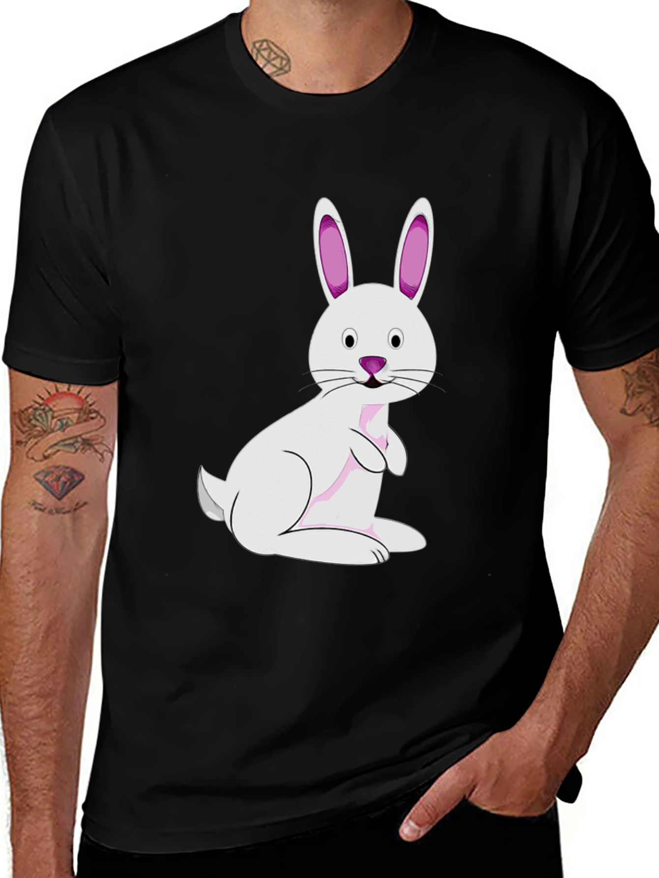 Variant 7 of Cute Bunny Graphic Tee - Soft Black T-Shirt