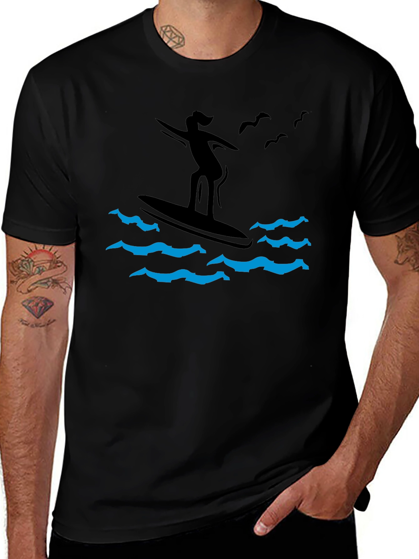 Variant 9 of Surfer Graphic Tee - Ride the Waves in Style