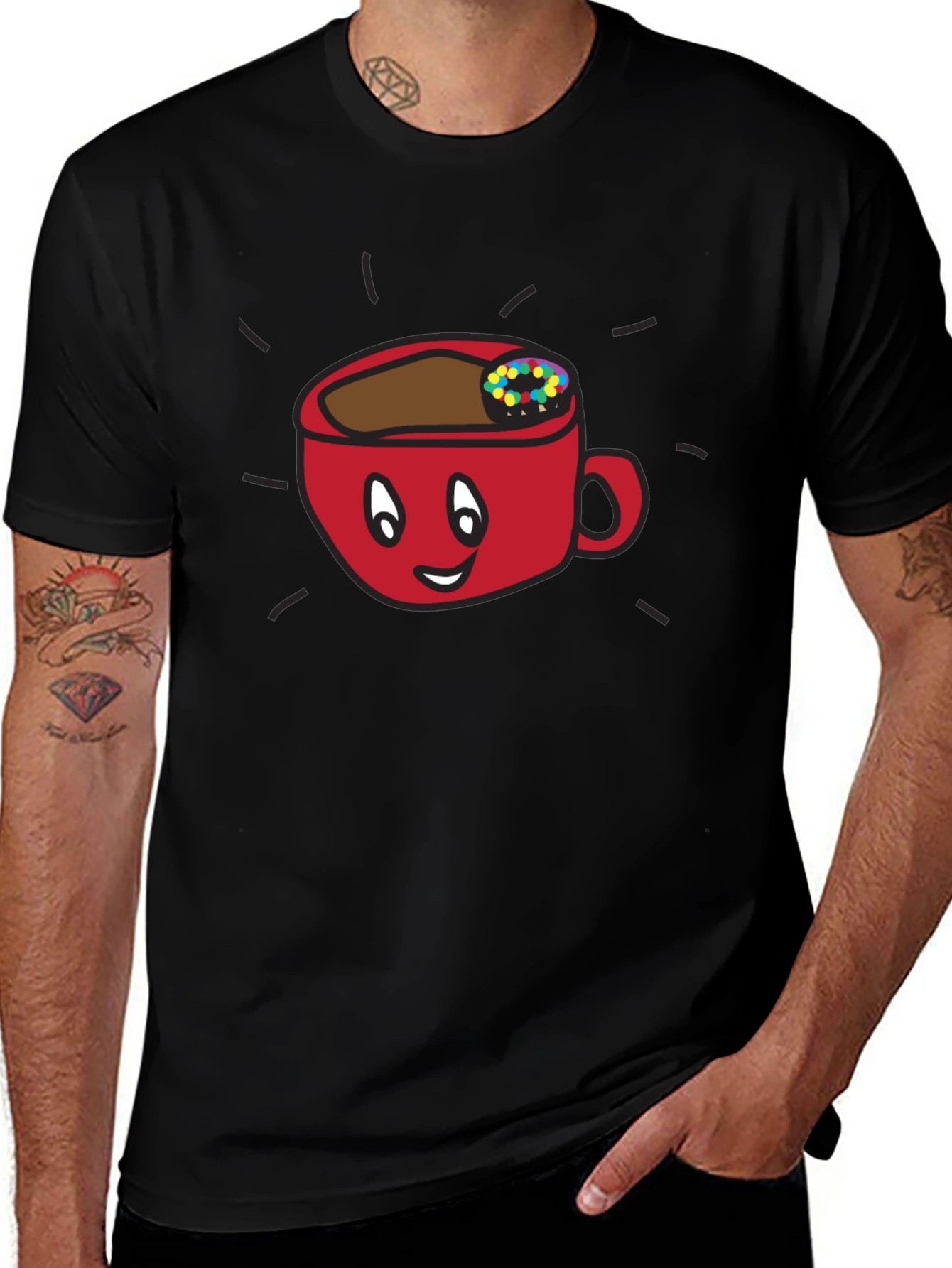 Variant 7 of Funny Coffee Cup Graphic Tee - Black Unisex Shirt