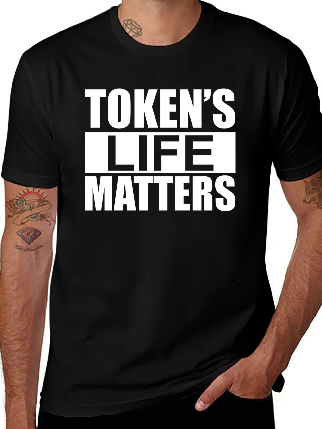 Variant 9 of Token's Life Matters Graphic Tee - Black T-Shirt