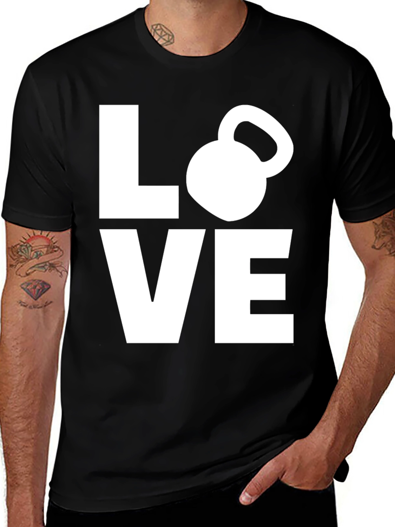 Variant 26 of Love Kettlebell Black T-Shirt - Fitness Workout Gym Tee