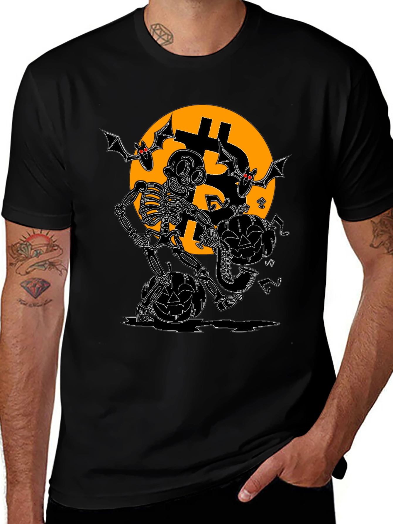 Bitcoin Halloween T-Shirt - Skeleton Cryptocurrency Tee
