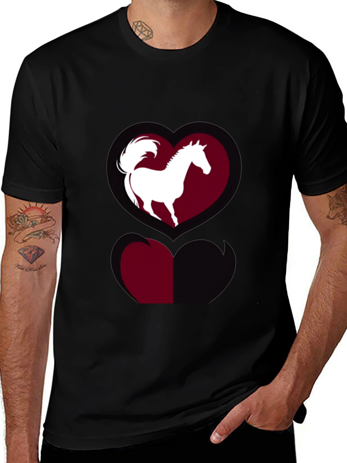 Variant 25 of Horse Heart Graphic Tee - Stylish Black T-Shirt