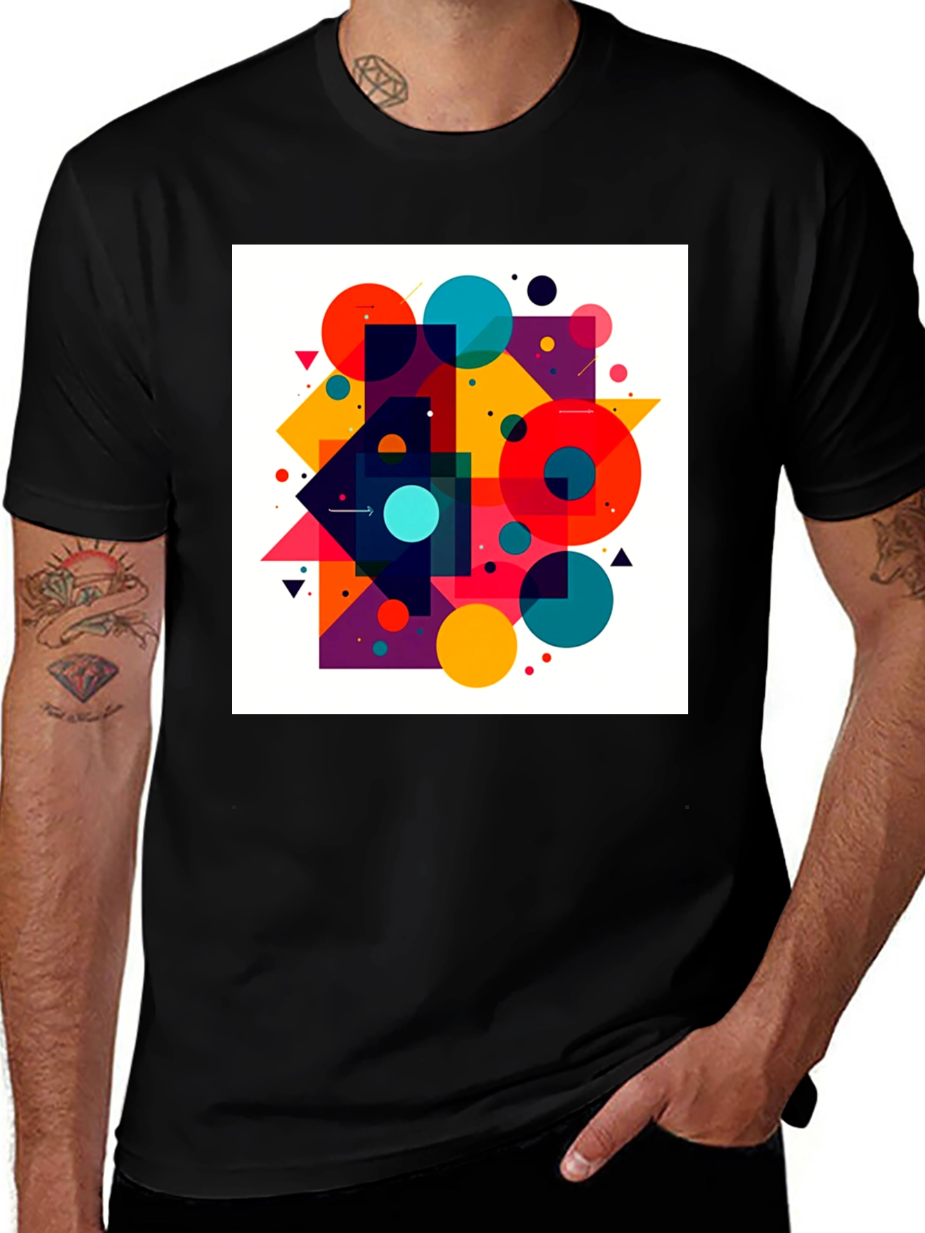 Variant 15 of Geometric Graphic Print Black T-Shirt