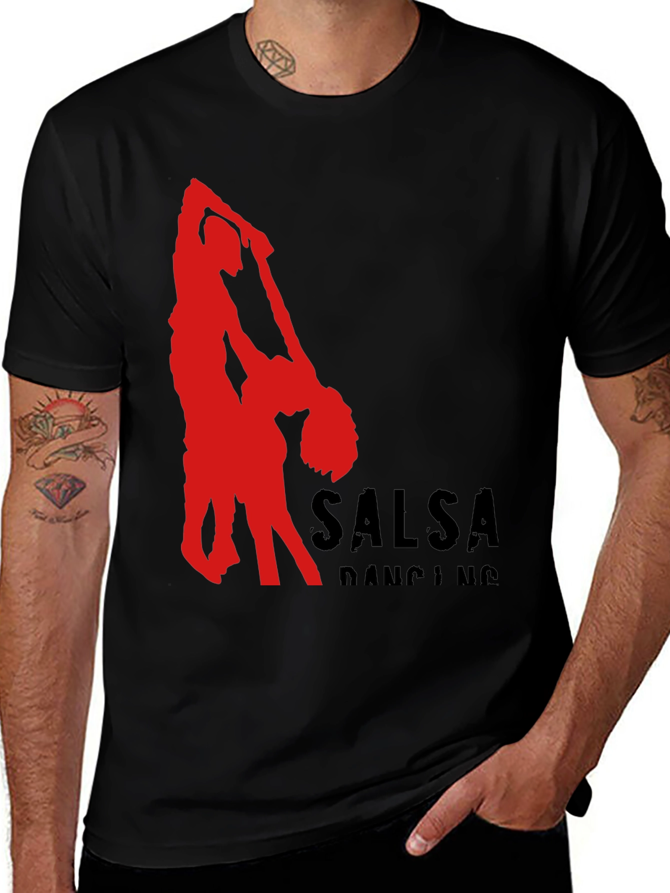 Variant 14 of Salsa Dancing Graphic Tee - Black Cotton T-Shirt