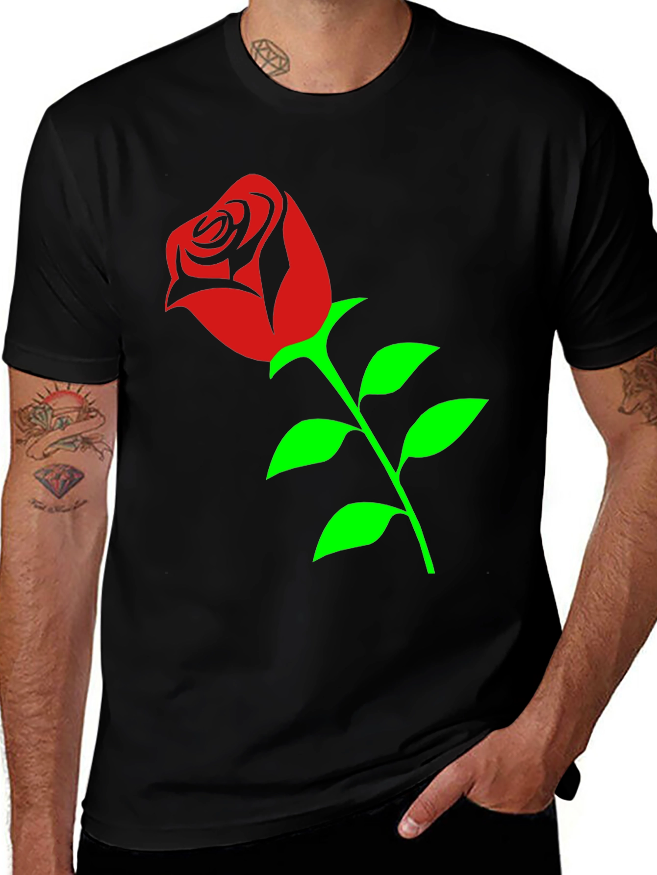 Variant 28 of Rose Graphic Black T-Shirt