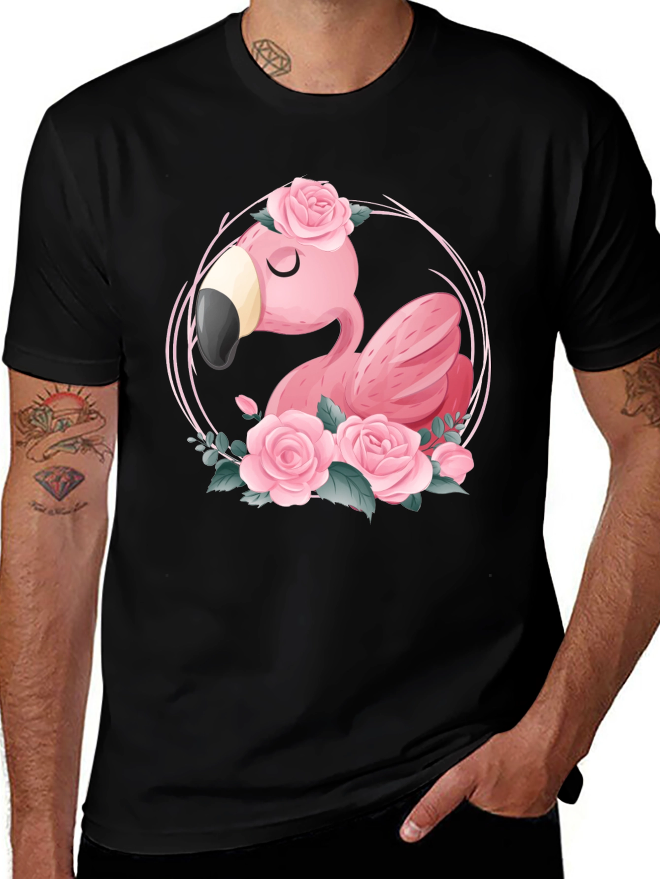 Variant 22 of Floral Flamingo Graphic Tee - Trendy Summer Shirt
