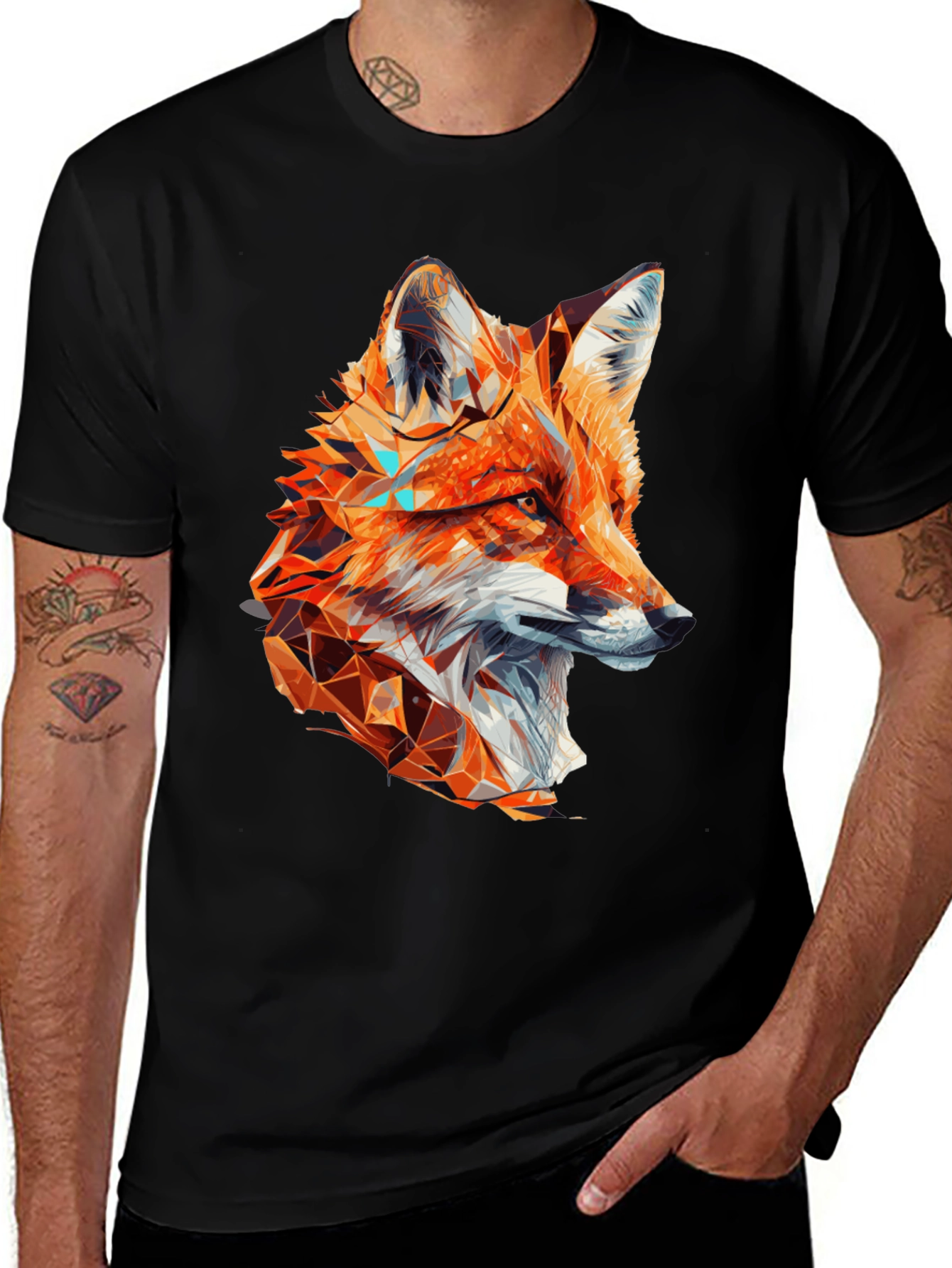 Variant 6 of Geometric Fox Graphic Tee - Stylish Men's T-Shirt