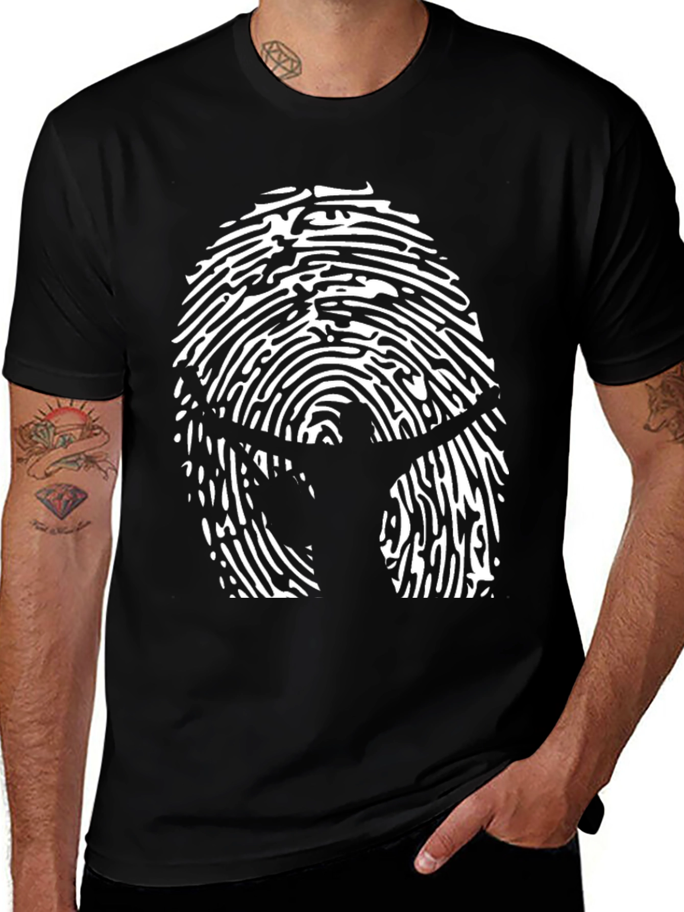 Variant 28 of Unique Fingerprint Silhouette Graphic T-Shirt