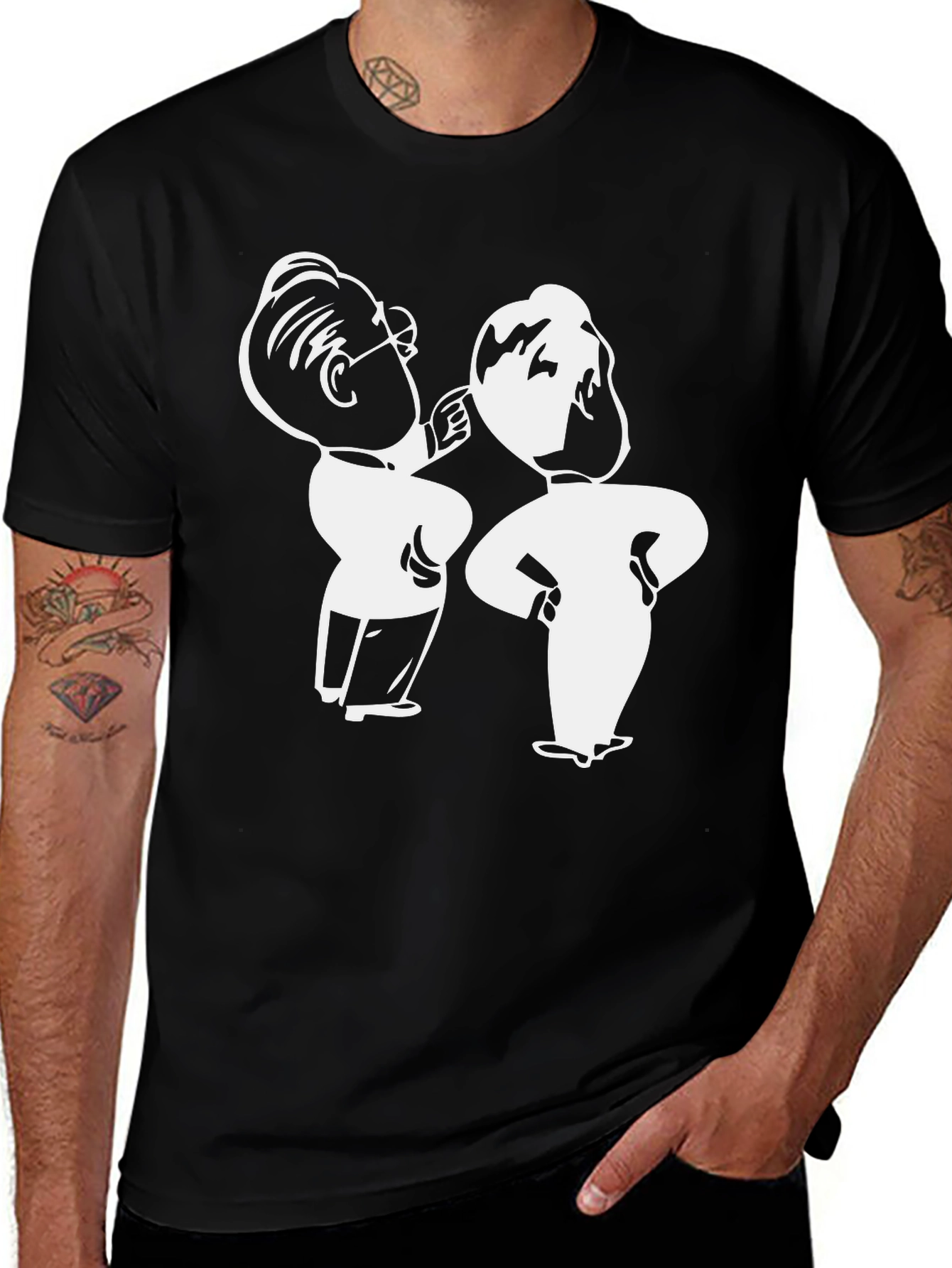 Variant 23 of Quirky Cartoon Graphic T-Shirt - Black Cotton Tee