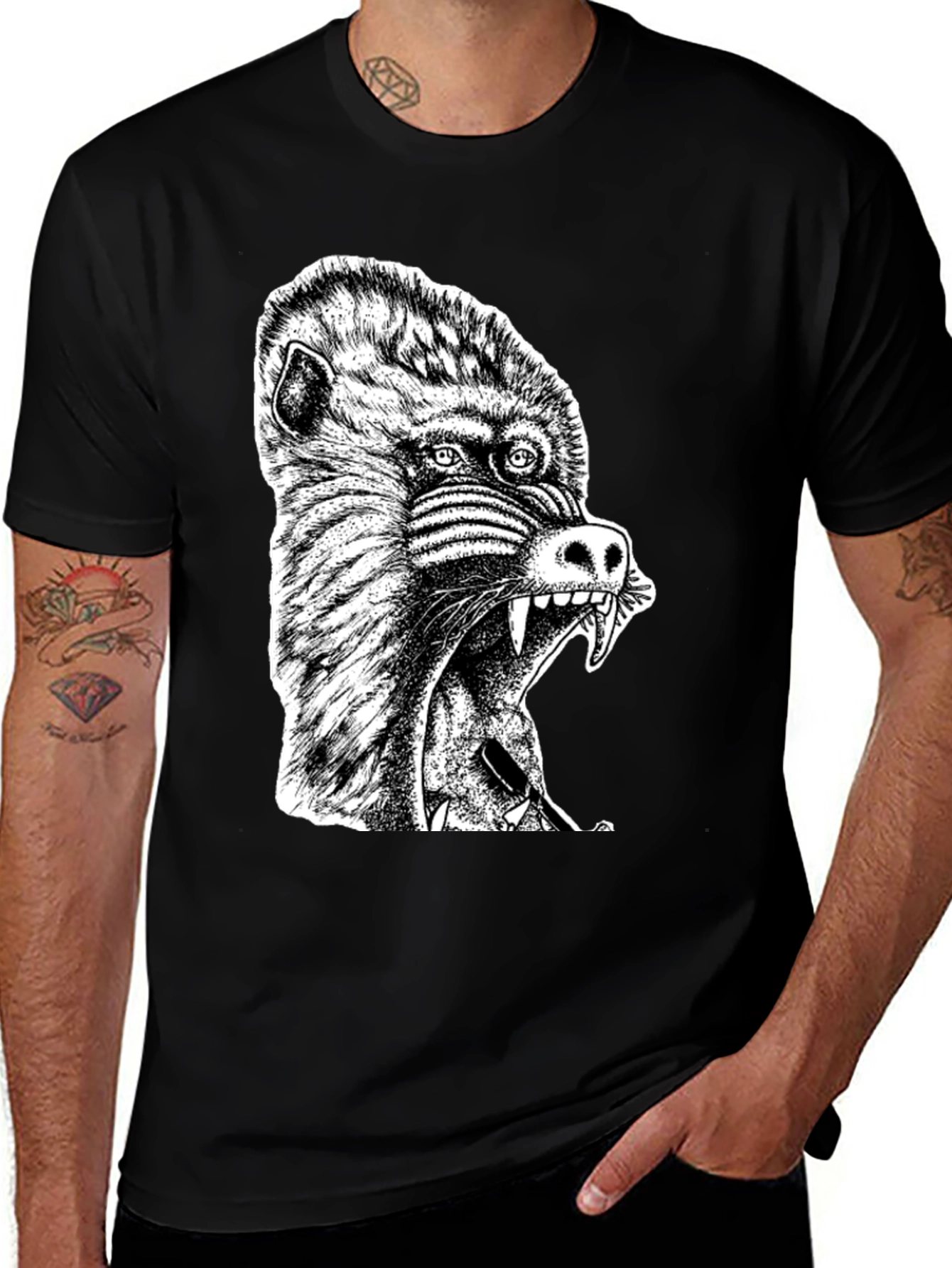 Variant 18 of Mandrill Graphic T-Shirt - Men's Black Tee