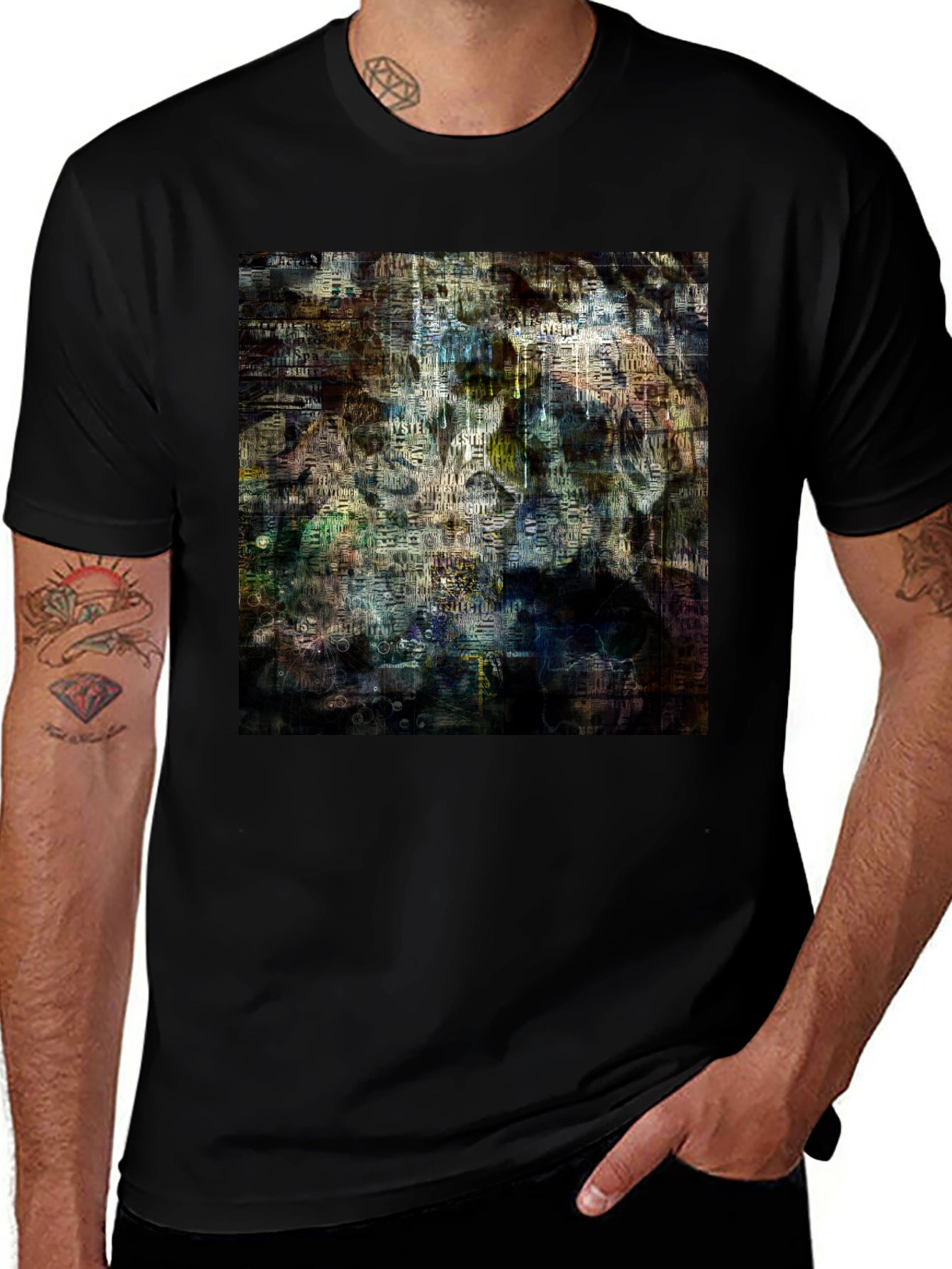 Variant 15 of Abstract Art Graphic Print Black T-Shirt