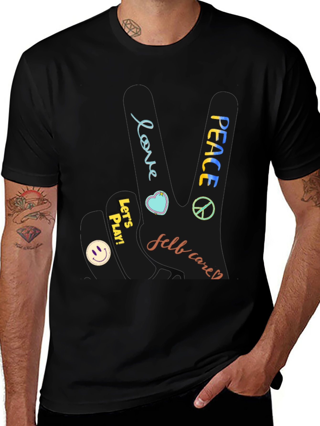 Variant 10 of Peace, Love, & Self Care T-Shirt - Trendy Graphic Tee