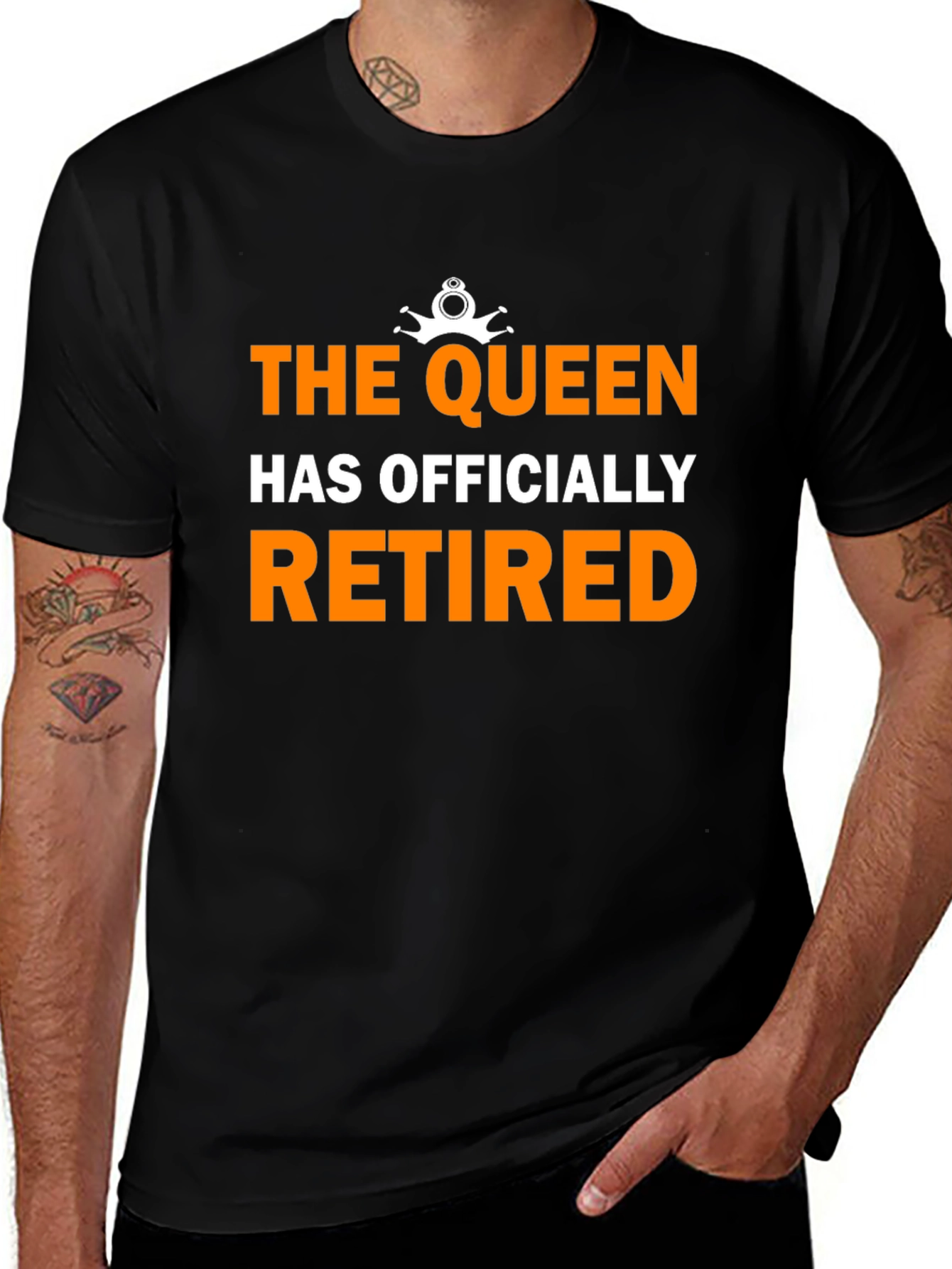 Variant 10 of The Queen Has Officially Retired Funny Black T-Shirt