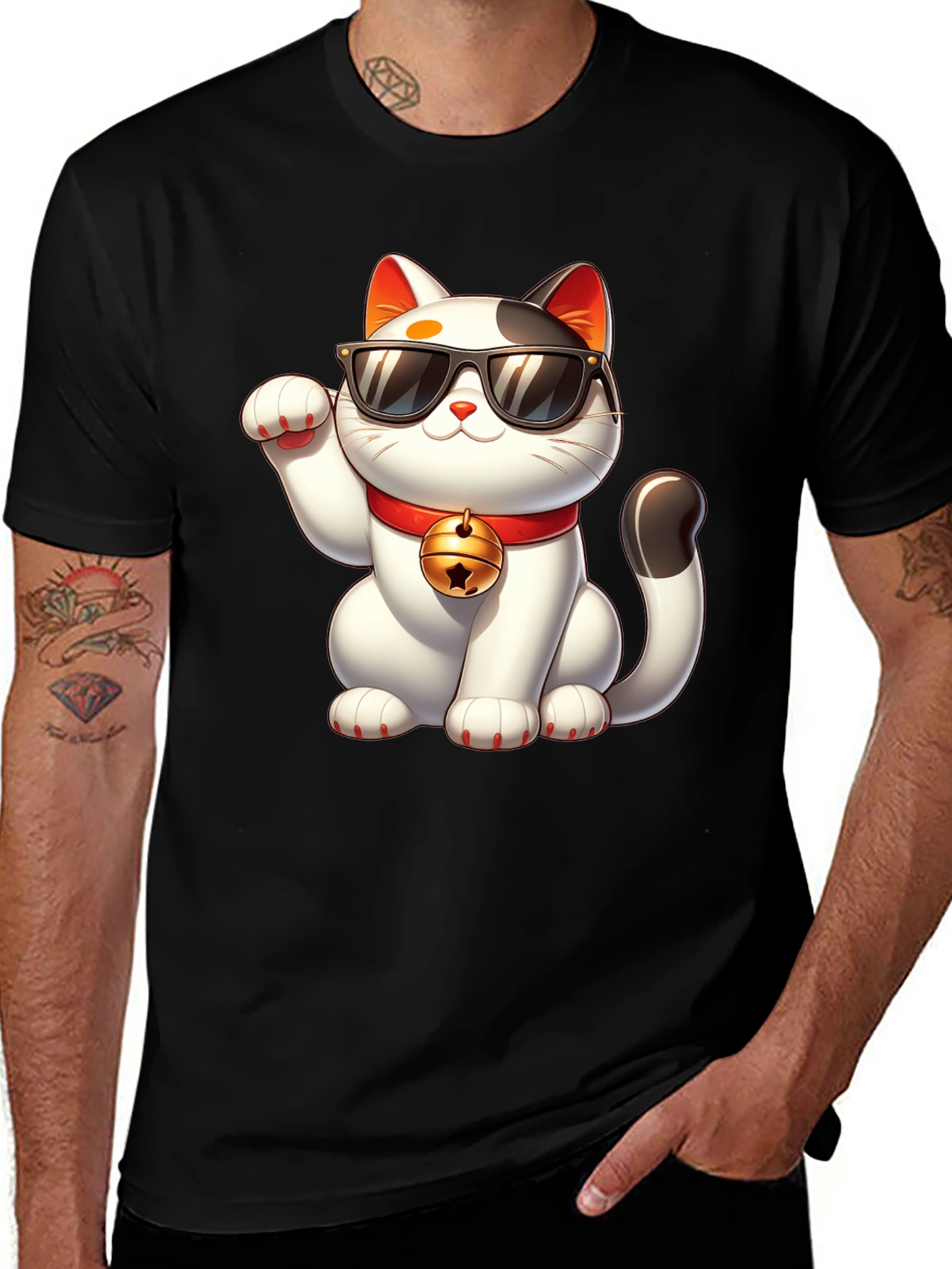 Lucky Cat T-Shirt - Cool Cat Graphic Tee